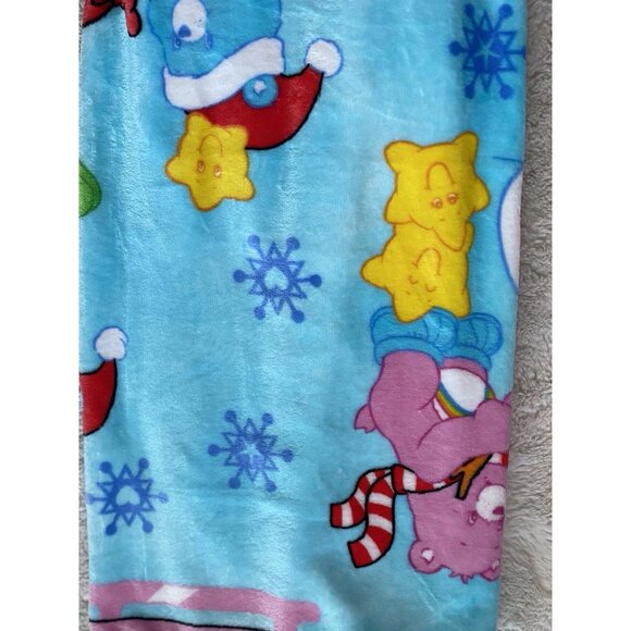 Care Bears Christmas Blanket Throw BLUE 50 X 70” Snowman Holiday Sled Viral NEW - Picture 13 of 16